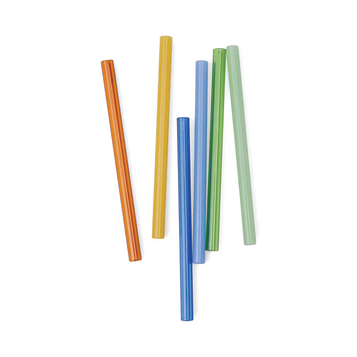 Set of 6 Tumbler Coloured Glass Straws - HHC120UK - Uneeka