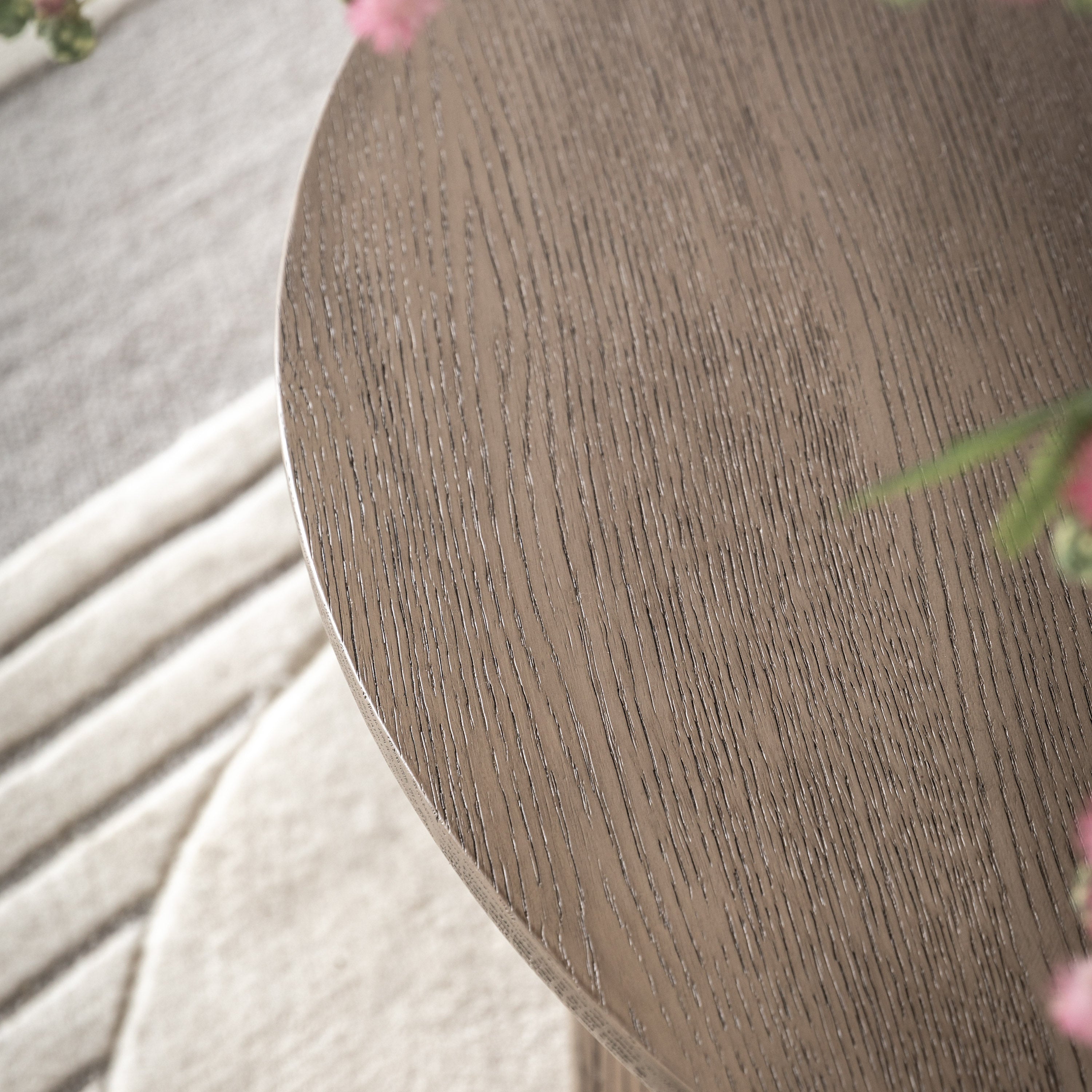 Smoked Oak Round Coffee Table - Uneeka