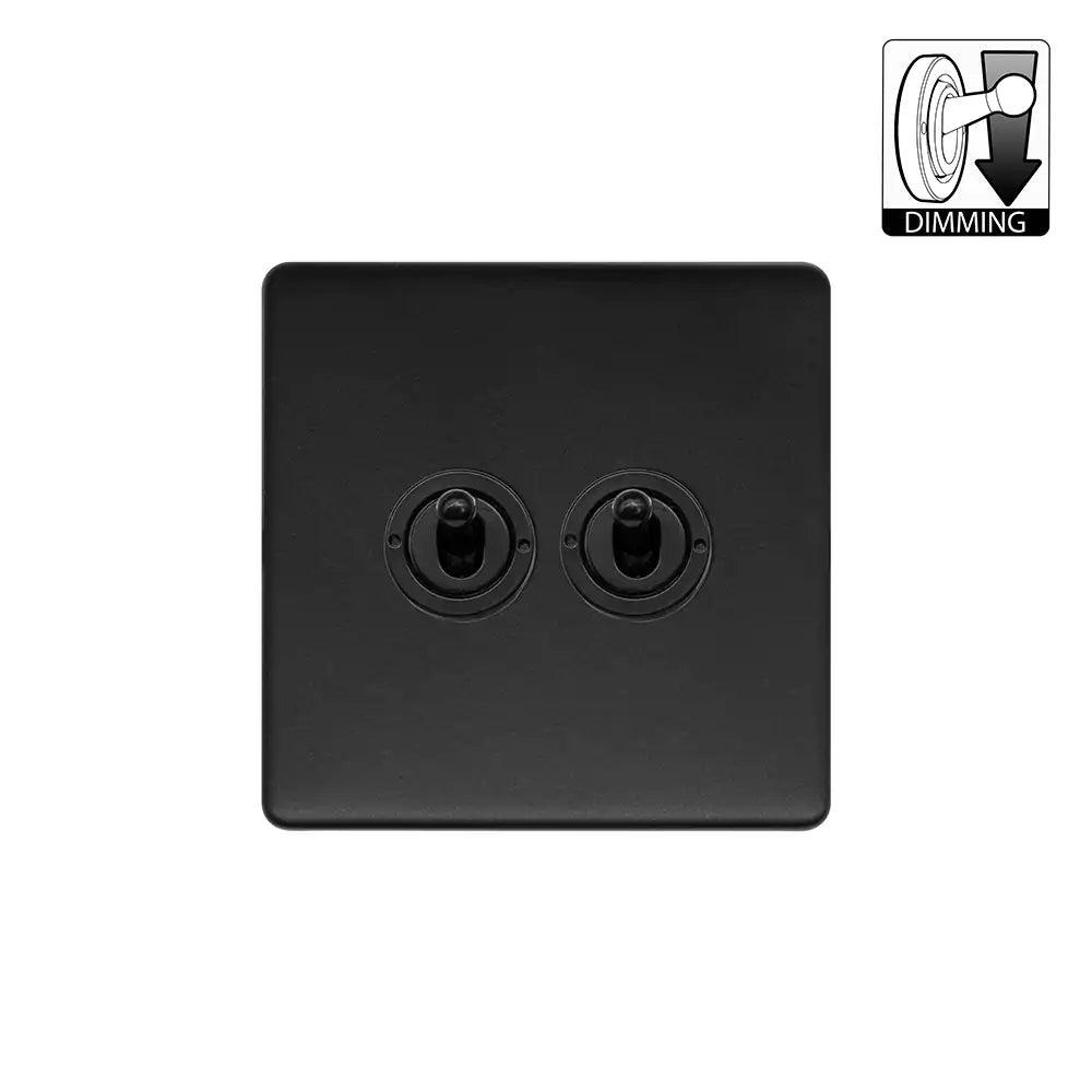 Soho Lighting 2 Gang Dimming Toggle Switch Matt Black - Uneeka
