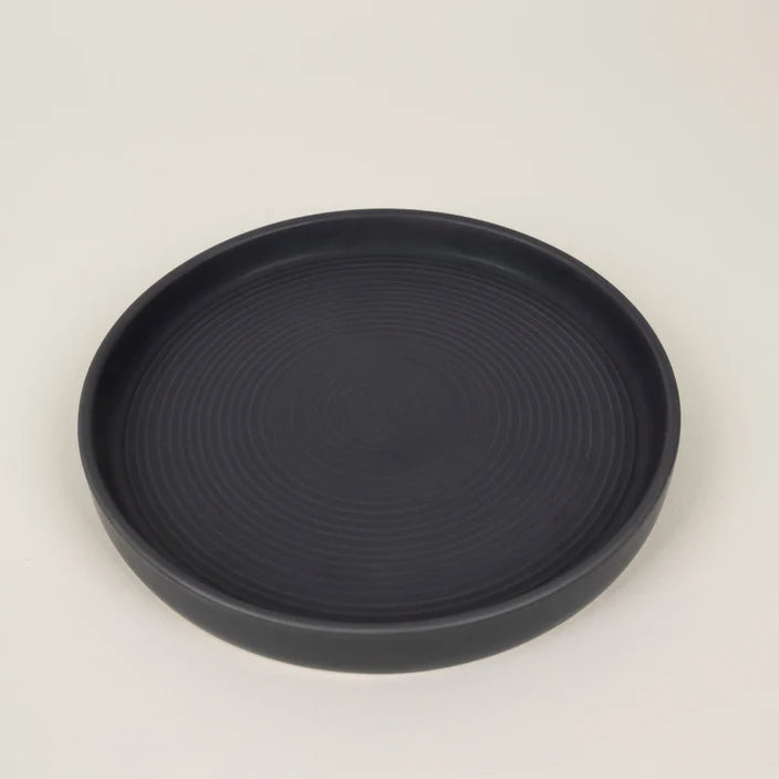 St Eval Charcoal Ceramic Candle Plate - F01019 - Uneeka