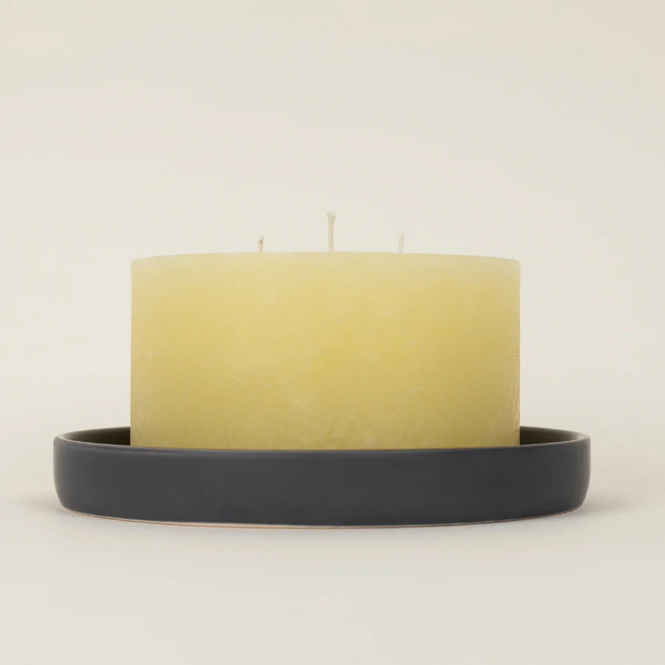 St Eval Charcoal Ceramic Candle Plate - F01019 - Uneeka