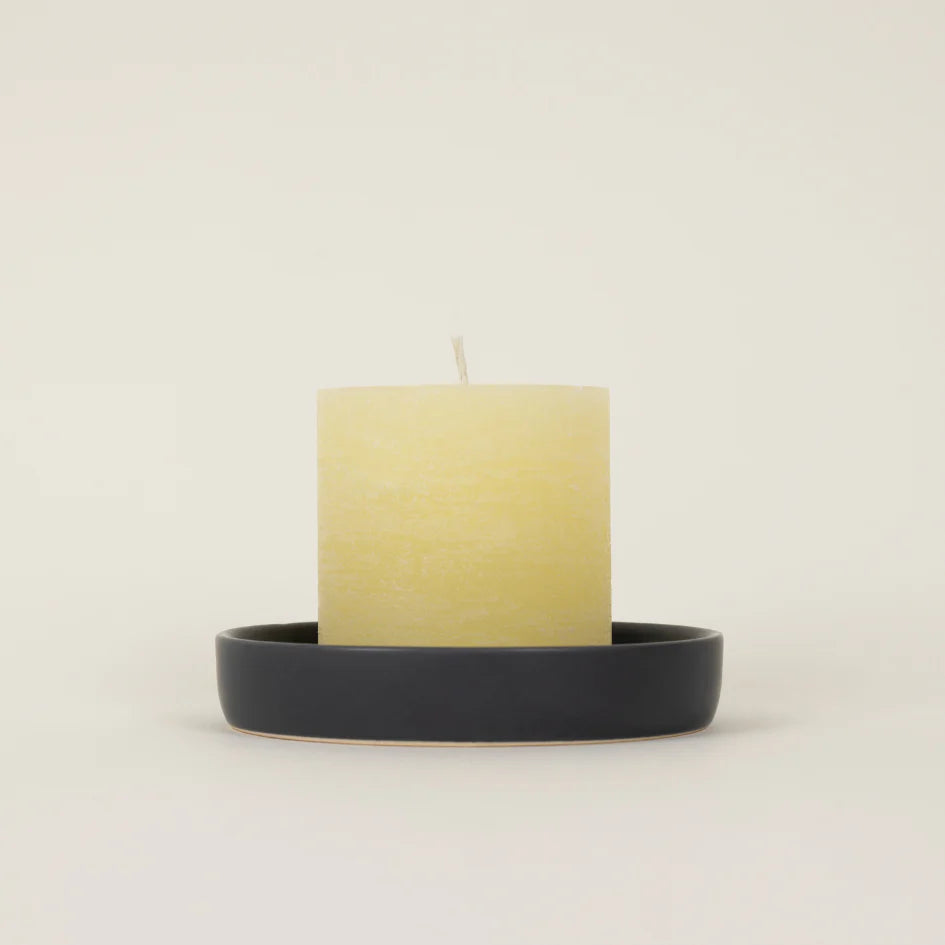 St Eval Charcoal Ceramic Candle Plate - F01019 - Uneeka