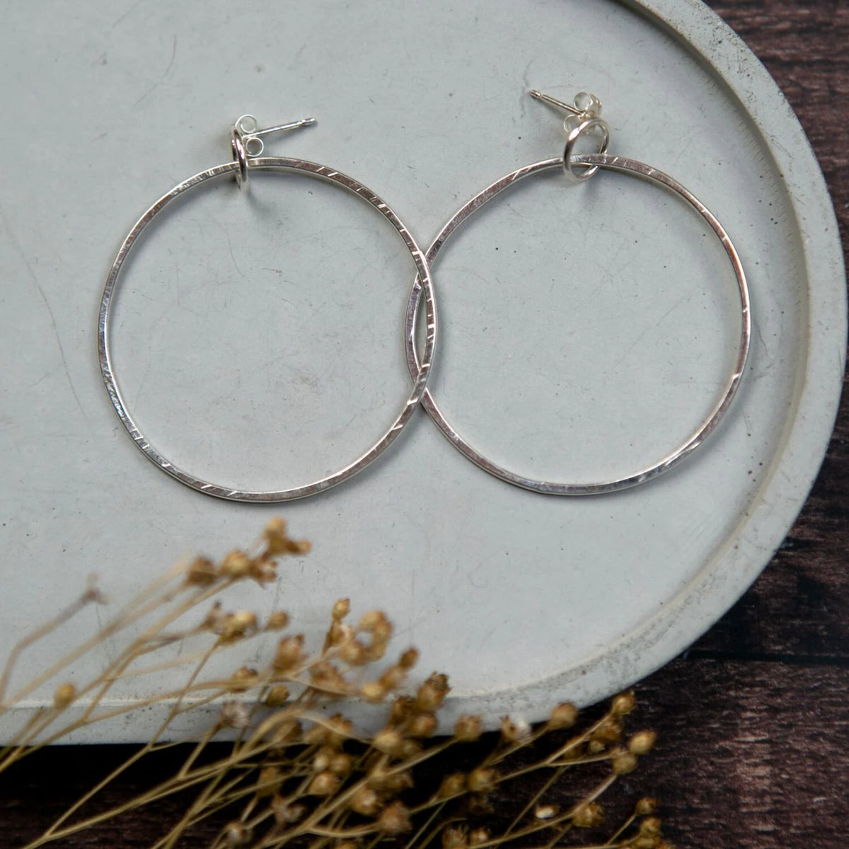 Sterling Silver Double Hoop Studs - Big Hoop Little Hoop - Uneeka