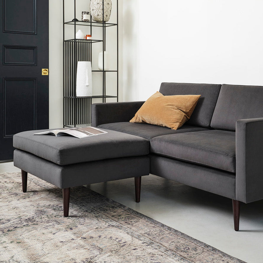 Swyft Model 01 Ottoman - Charcoal Velvet - Lifestyle Uneeka