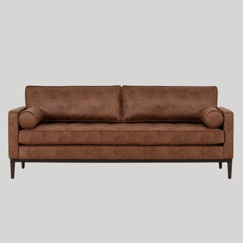 Swyft Model 02 3 Seater Sofa - Chestnut Faux Leather - Swyft at uneeka