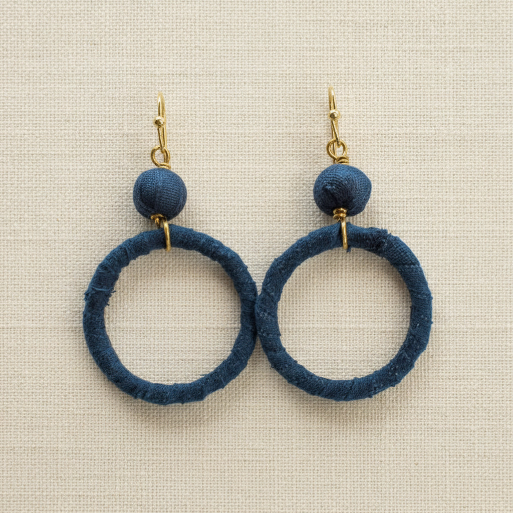 Assorted Colour Fabric Drop Hoop Earrings - TAR2525 - Uneeka