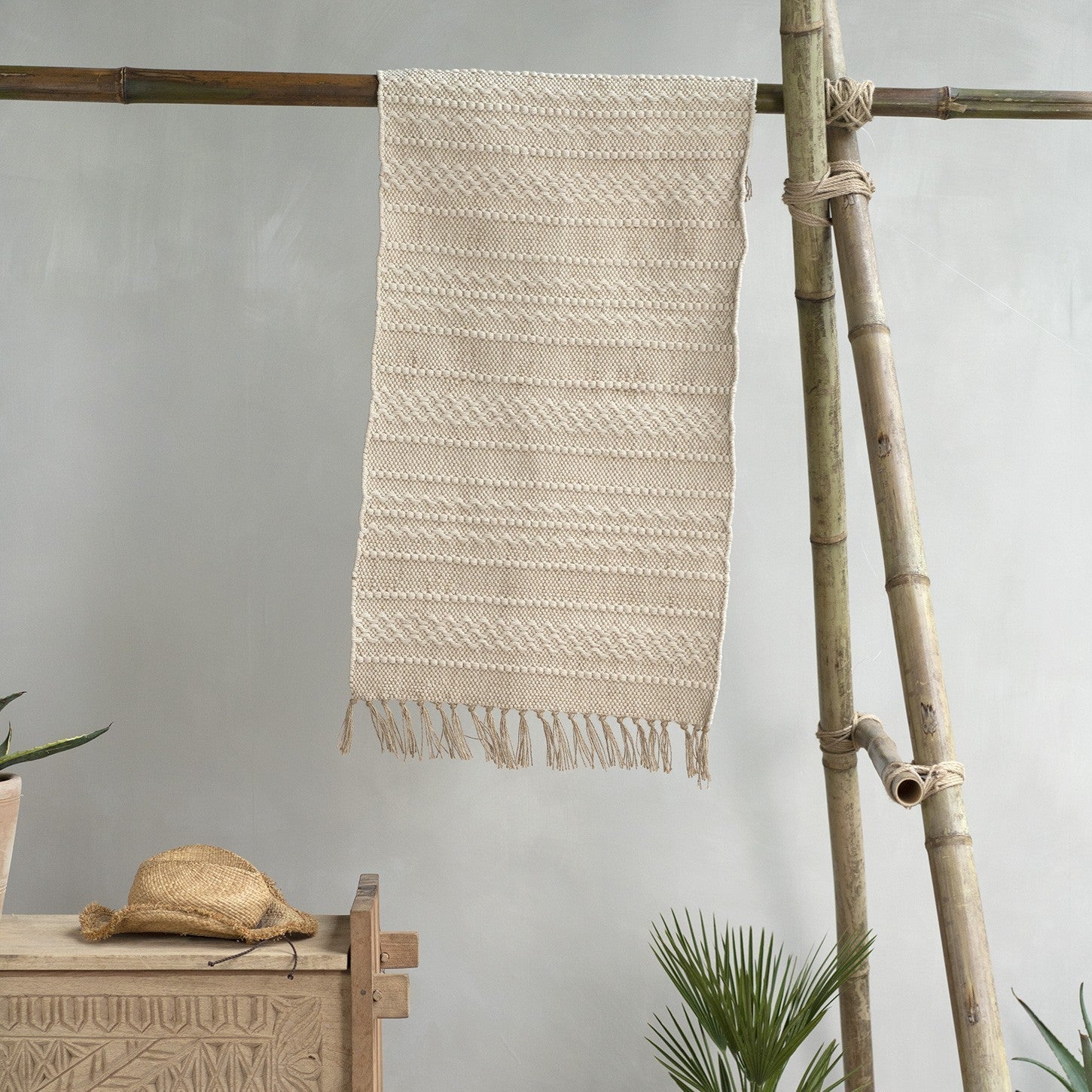 Textured Neutral Handloom Rug Small Uneeka