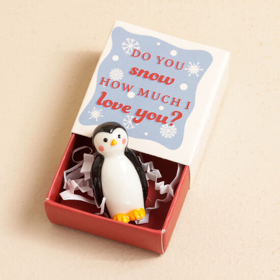 Tiny Matchbox Ceramic Penguin Token - Uneeka