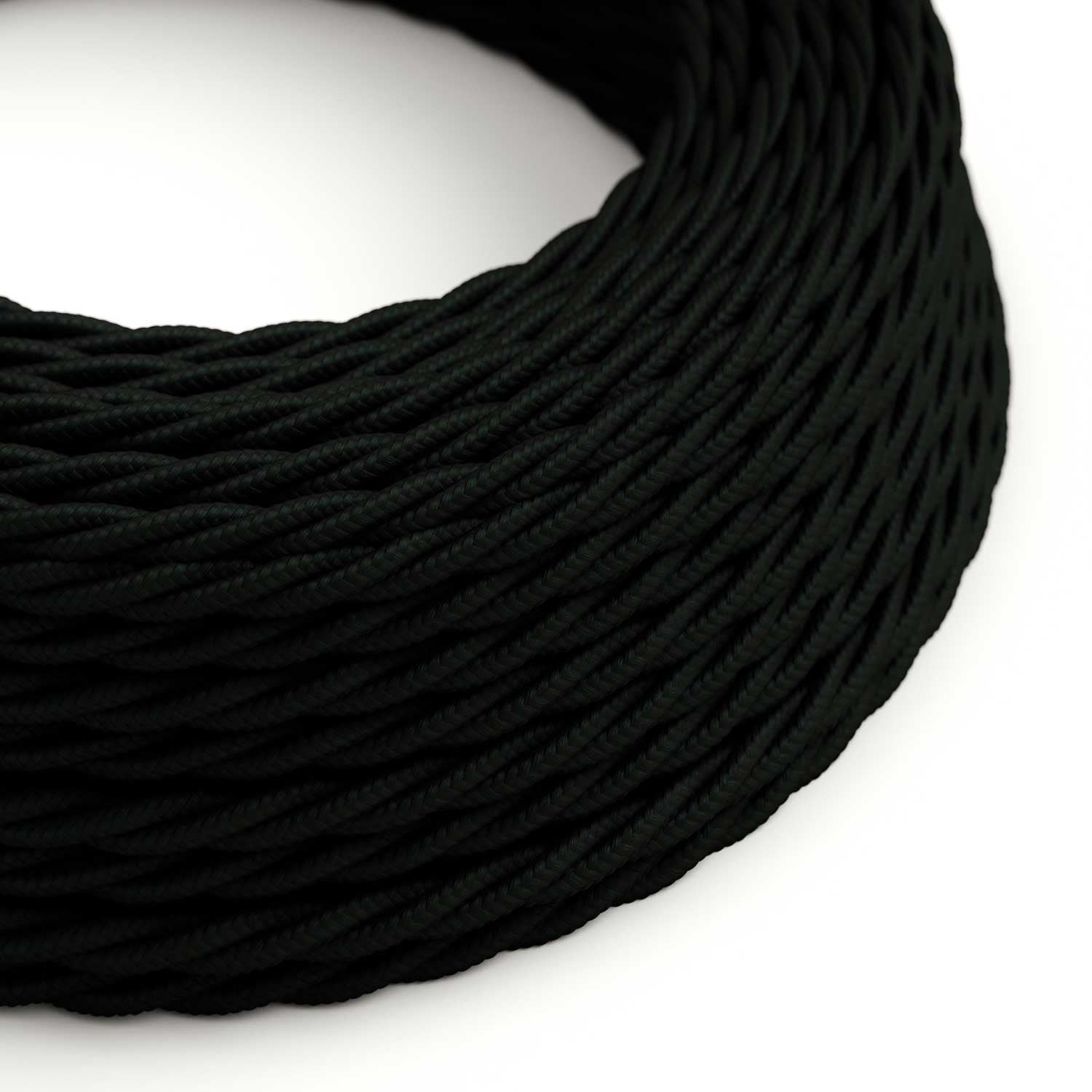 Twisted 3 Core Flex Electrical Cable Covered with Rayon in Black - XZ3TM04-B2B - Uneeka Lighting