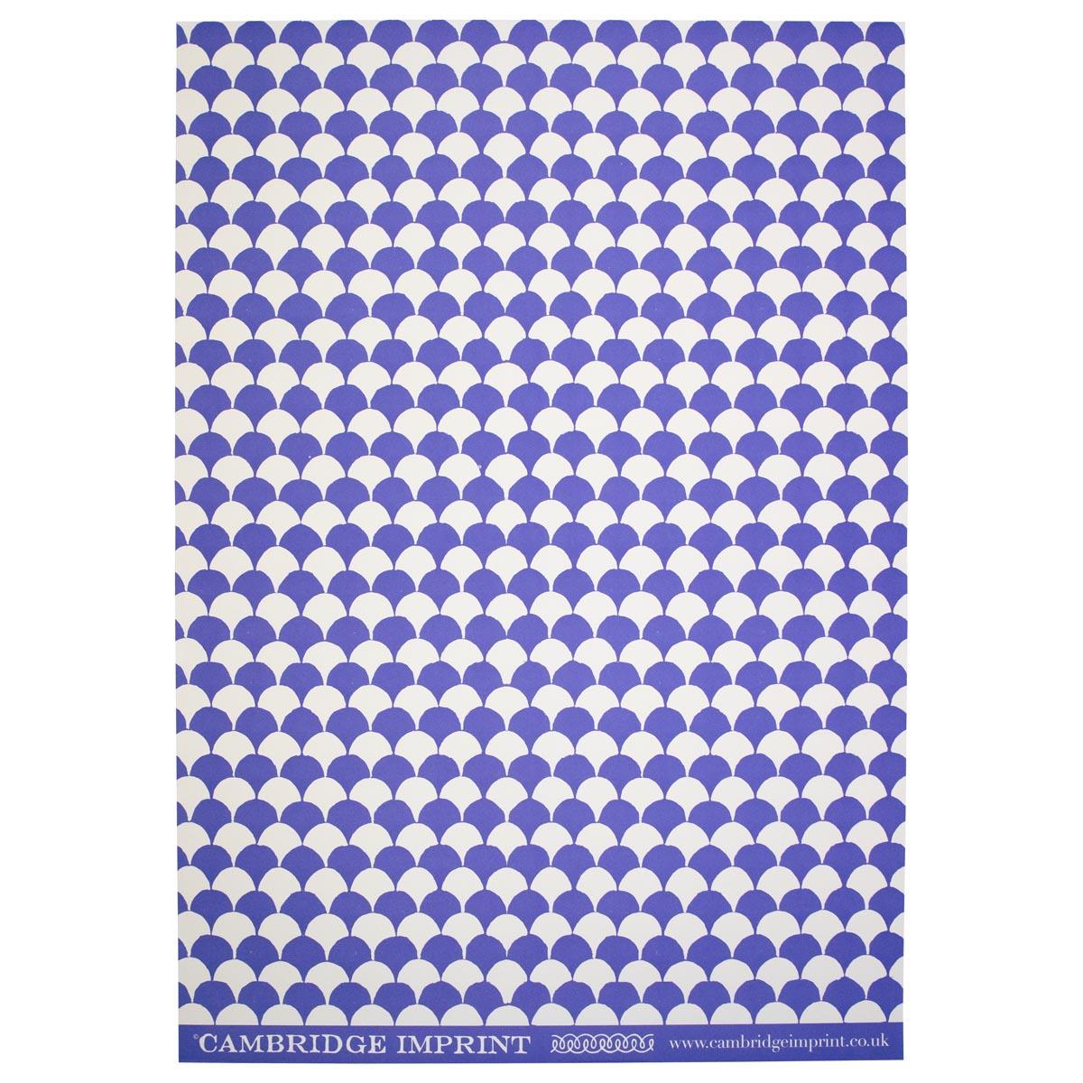 Patterned paper with blue and white scalloped design, Two Tone Scallop Gift Wrap - Uneeka - Blue