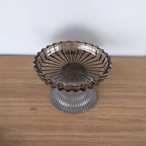 Vintage Fluted Glass Candle Holder Grey Uneeka