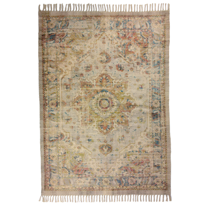 Vintage Faded Cotton Chenille Pattern Rug - 3230 - Uneeka