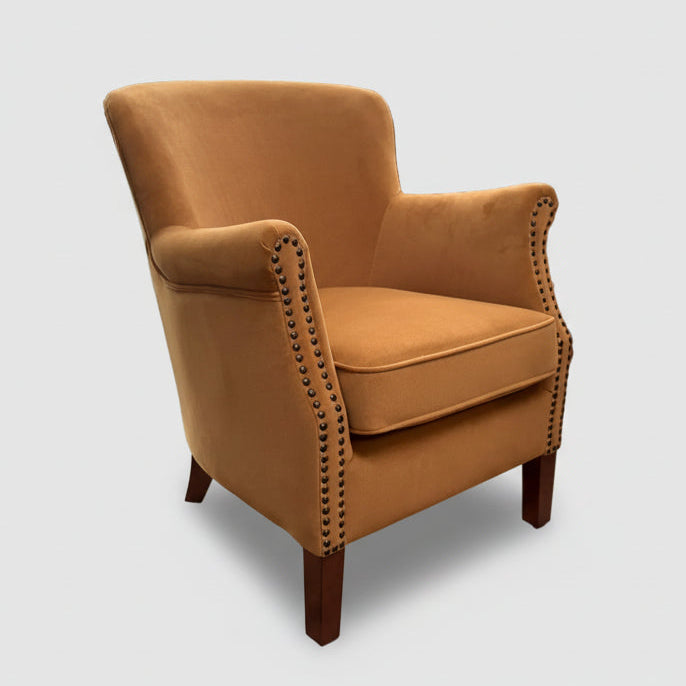 Viola Velvet Armchair - Brushed Gold - Uneeka