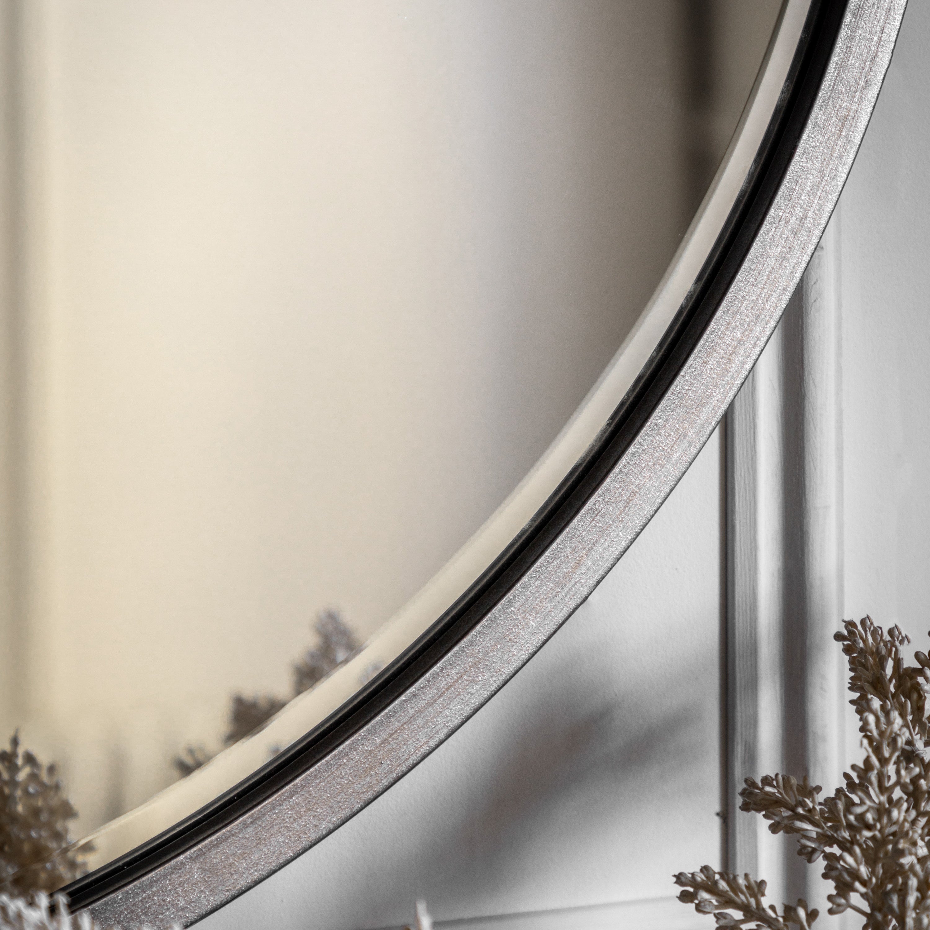 Large Round Antique Silver Mirror - 227889 - Uneeka