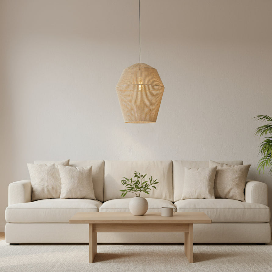 White Nylon String Basket Pendant - Uneeka - DEYA