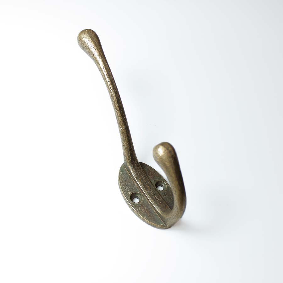 Antique Brass Victorian Hat & Coat Hook 2 Hole - 01.336.AB.110 - Uneeka