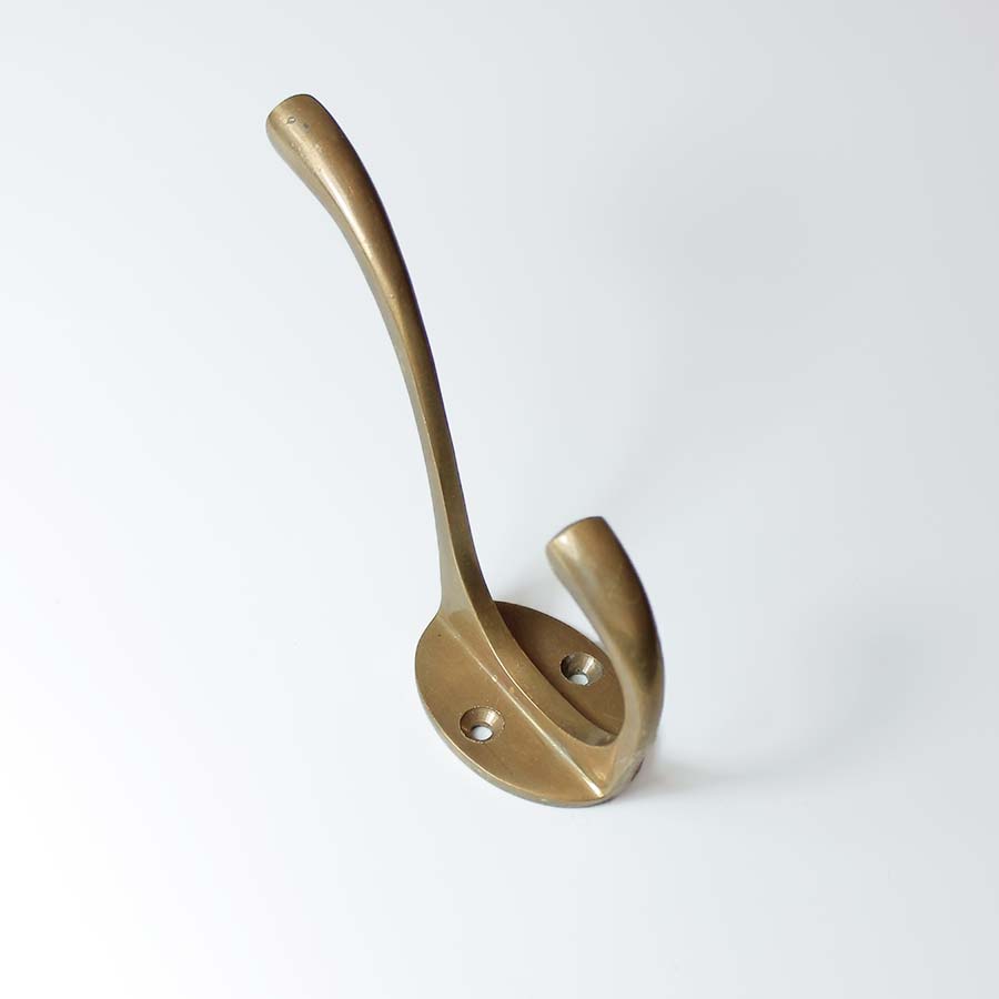 Antique Brass Victorian Square Stem 2 Hole Hat & Coat Hook - 49.336.ASB.110 - Uneeka