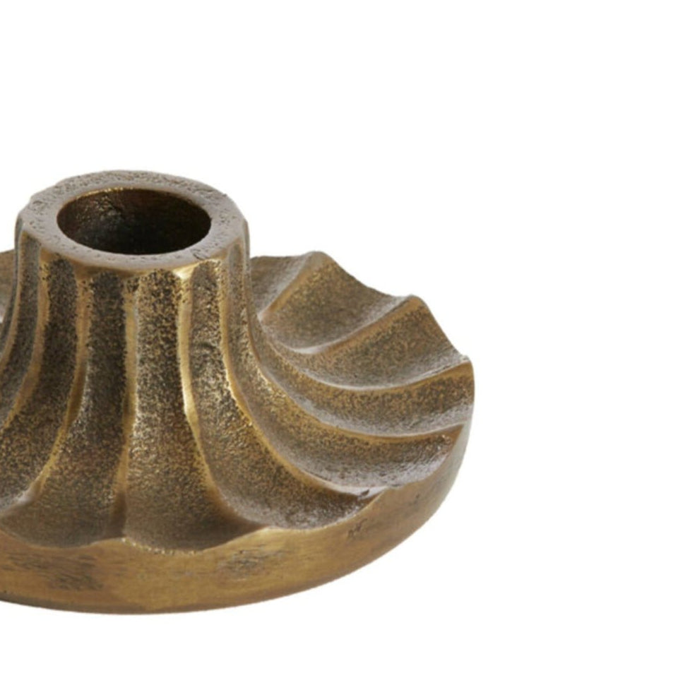 Antique Bronze Ridged Candle Holder - 6072918 - Uneeka