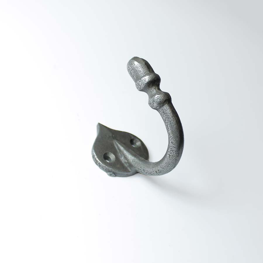 Antique Iron St Ives Single Acorn Tip Hook - 70.336C.AI.51 - Uneeka
