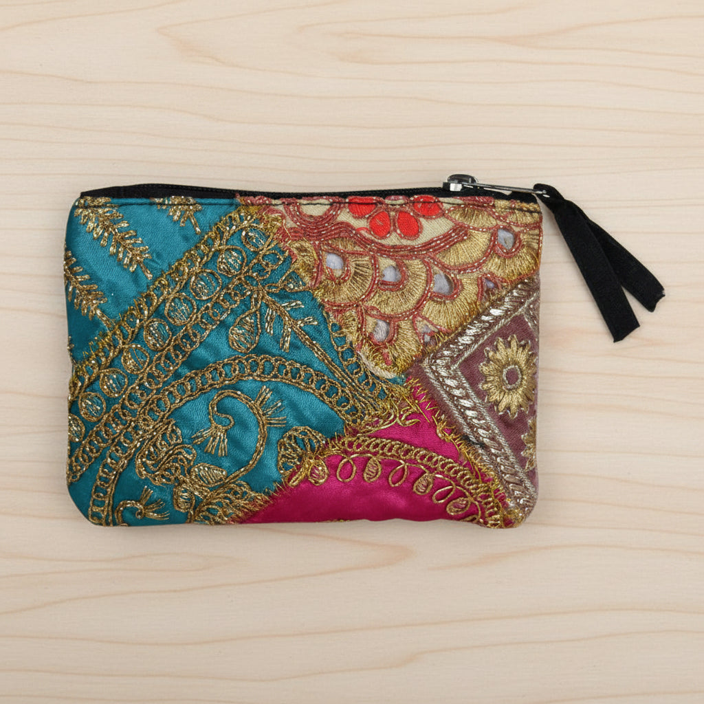 Assorted Colour Recycled Patchwork Sari Purse - ASP1723 - Uneeka