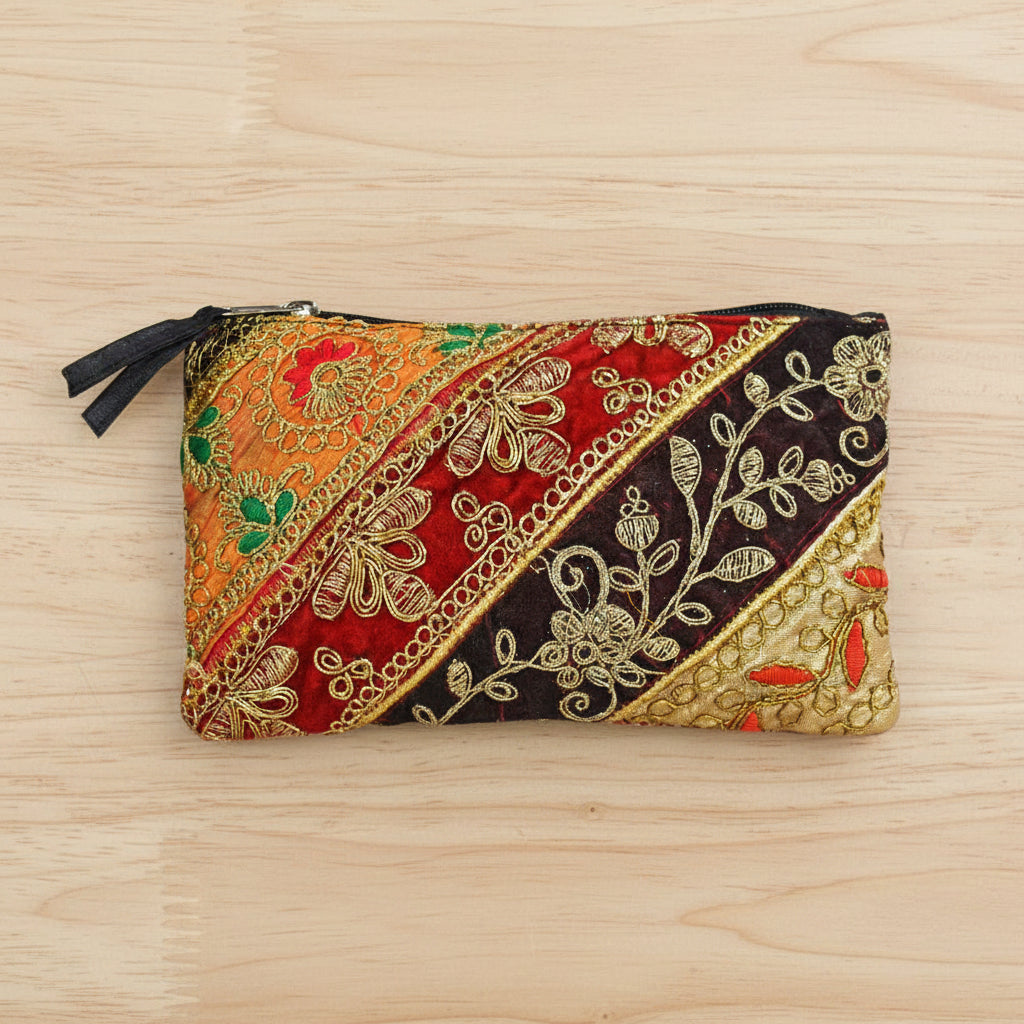 Assorted Colour Recycled Patchwork Sari Purse - ASP1732 - Uneeka