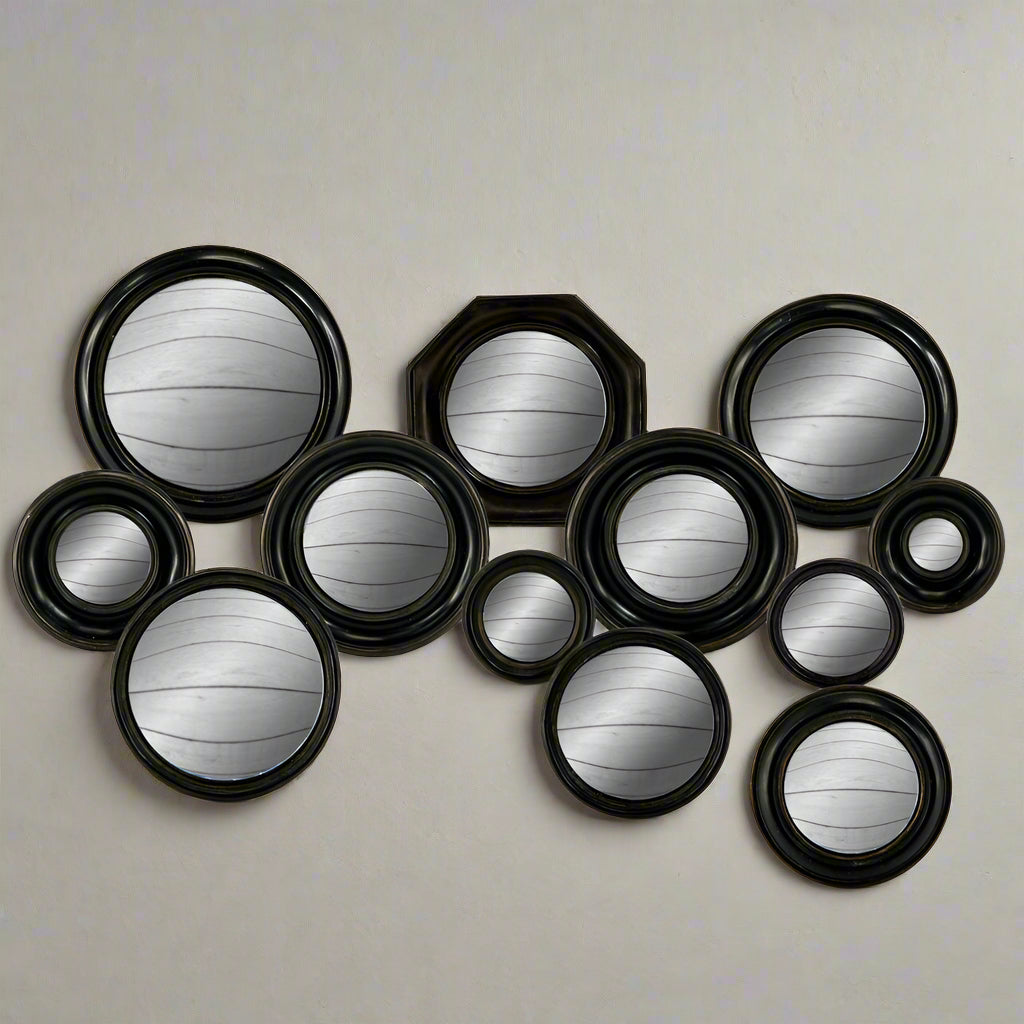 Black Framed Convex Mirrors - MK6 MK24 - Uneeka