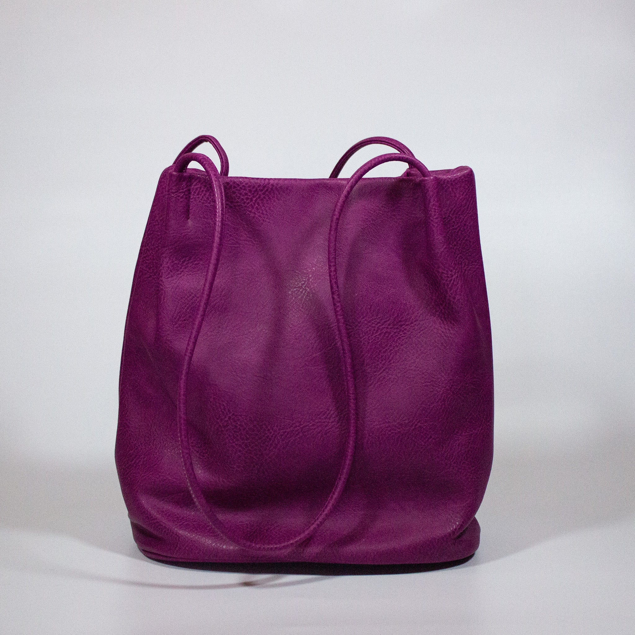 Block Colour Faux Leather Shoulder Handbag - 6773 - PURPLE - Uneeka