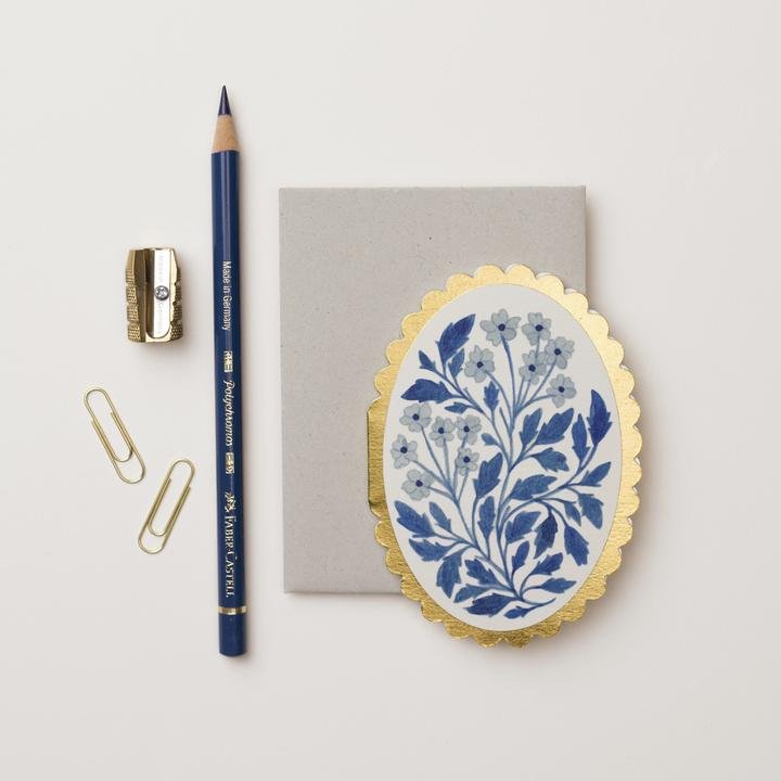 Blue Flora Mini Art Card - WAN MC06 - Uneeka