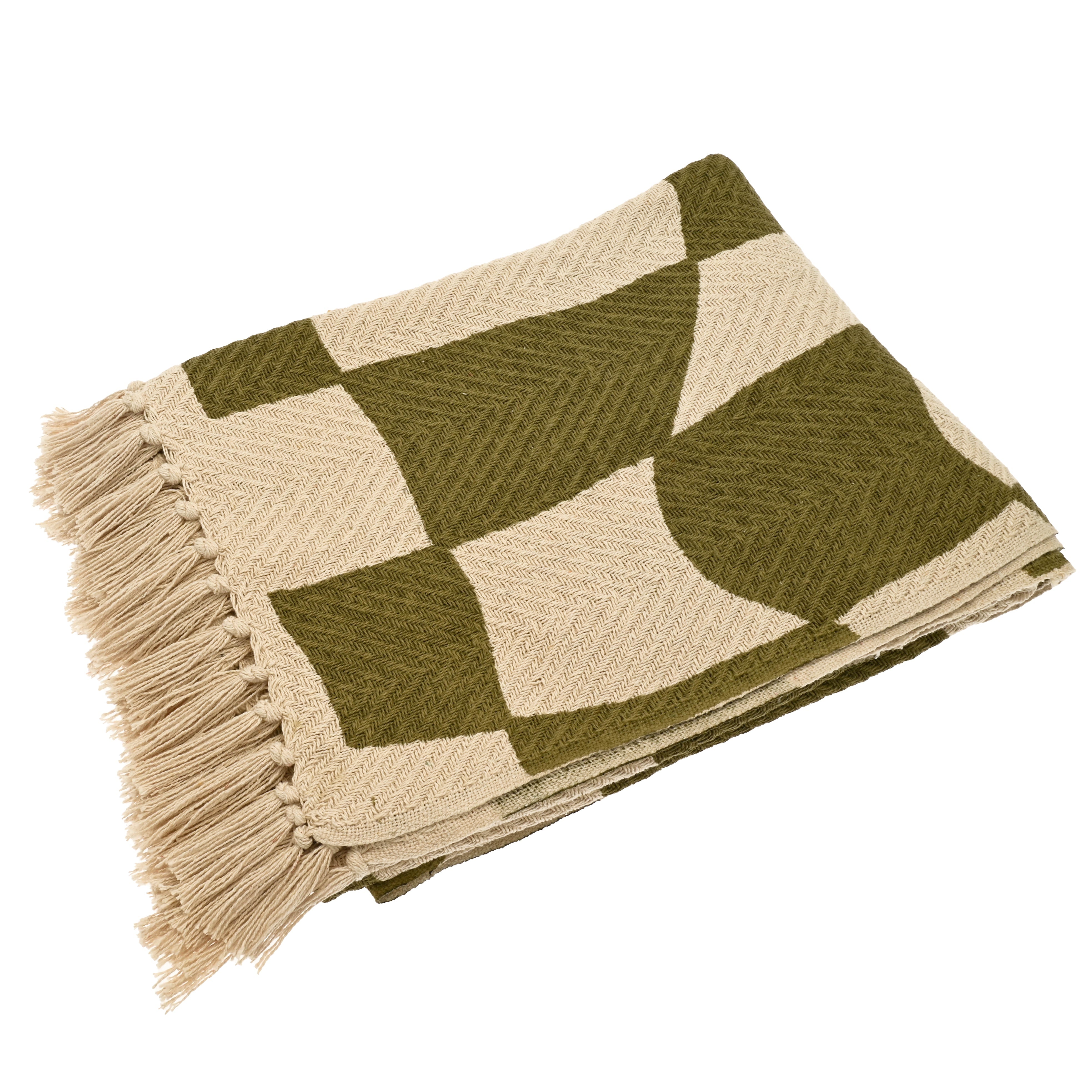 Bold Check Printed Recycled Cotton Throw - GEOTO - Uneeka