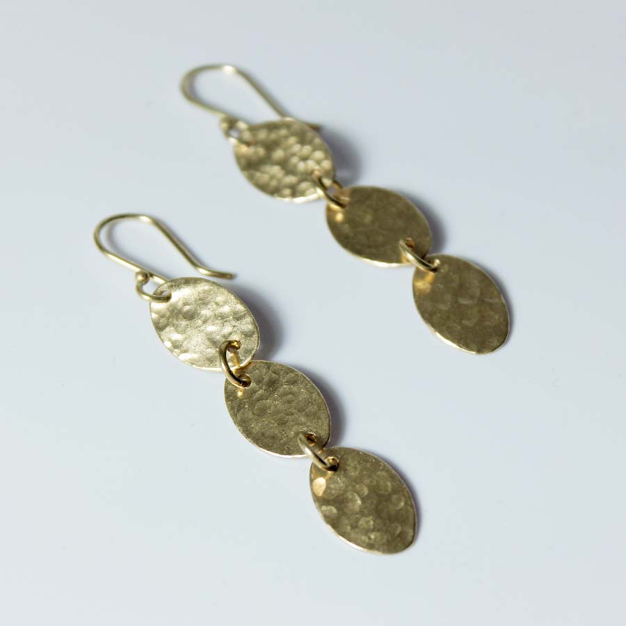 Brass 3 Oval Drop Earrings - JEMB19 - Uneeka