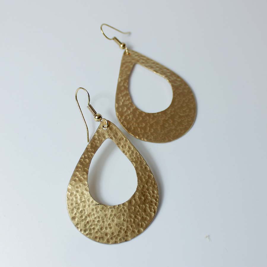 Brass Cut Out Teardrop Earrings - JEMB43 - teardrop - Uneeka