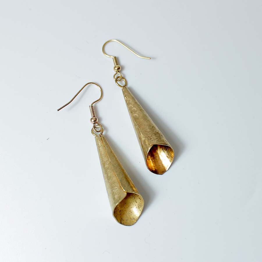 Brass Medium Cone Earrings - JEMS27 - Uneeka