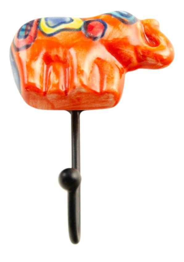 Ceramic Mini Elephant Shaped Hook - HK57 - ORANGE - Uneeka