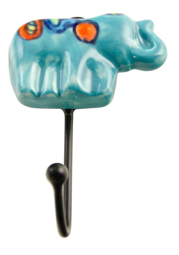 Ceramic Mini Elephant Shaped Hook - HK57 - BLUE - Uneeka