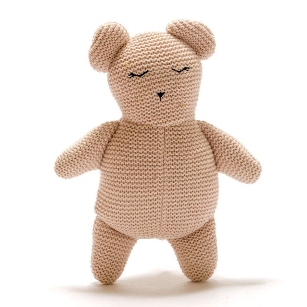 Organic Cotton Knitted Teddy Bear Soft Toy - BY5835 - Uneeka