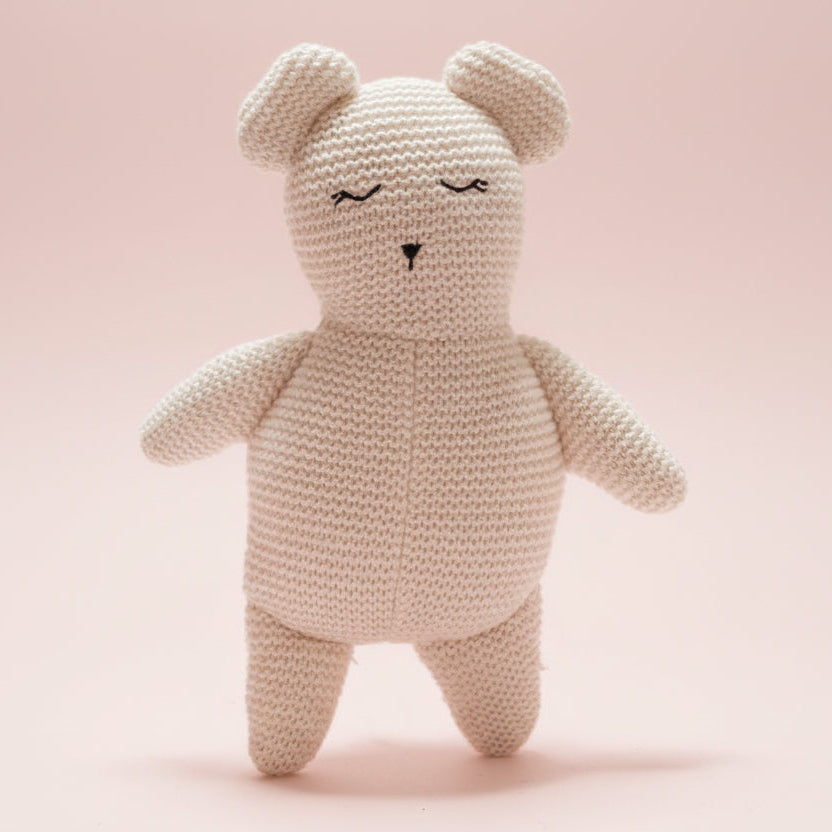 Organic Cotton Knitted Teddy Bear Soft Toy - BY5836 - Uneeka