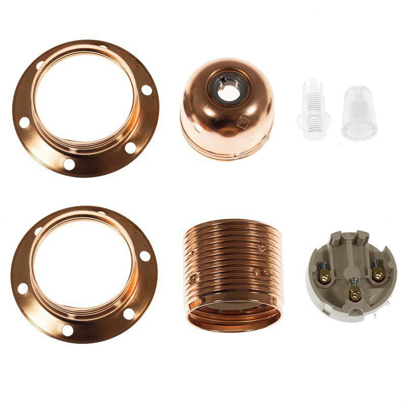 Cylindrical Double Ferrule Metal E27 Lamp Holder Kit - PL27MOTTFTERM - Uneeka