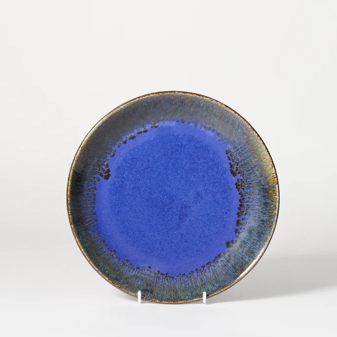 Dark Blue Glazed Stoneware Dinner Plate - 124801 - Uneeka