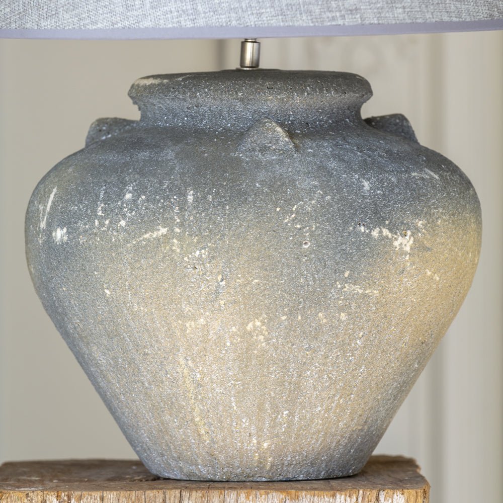 Dark Grey Ceramic Table Lamp with Grey Shade - YH6103 - Uneeka