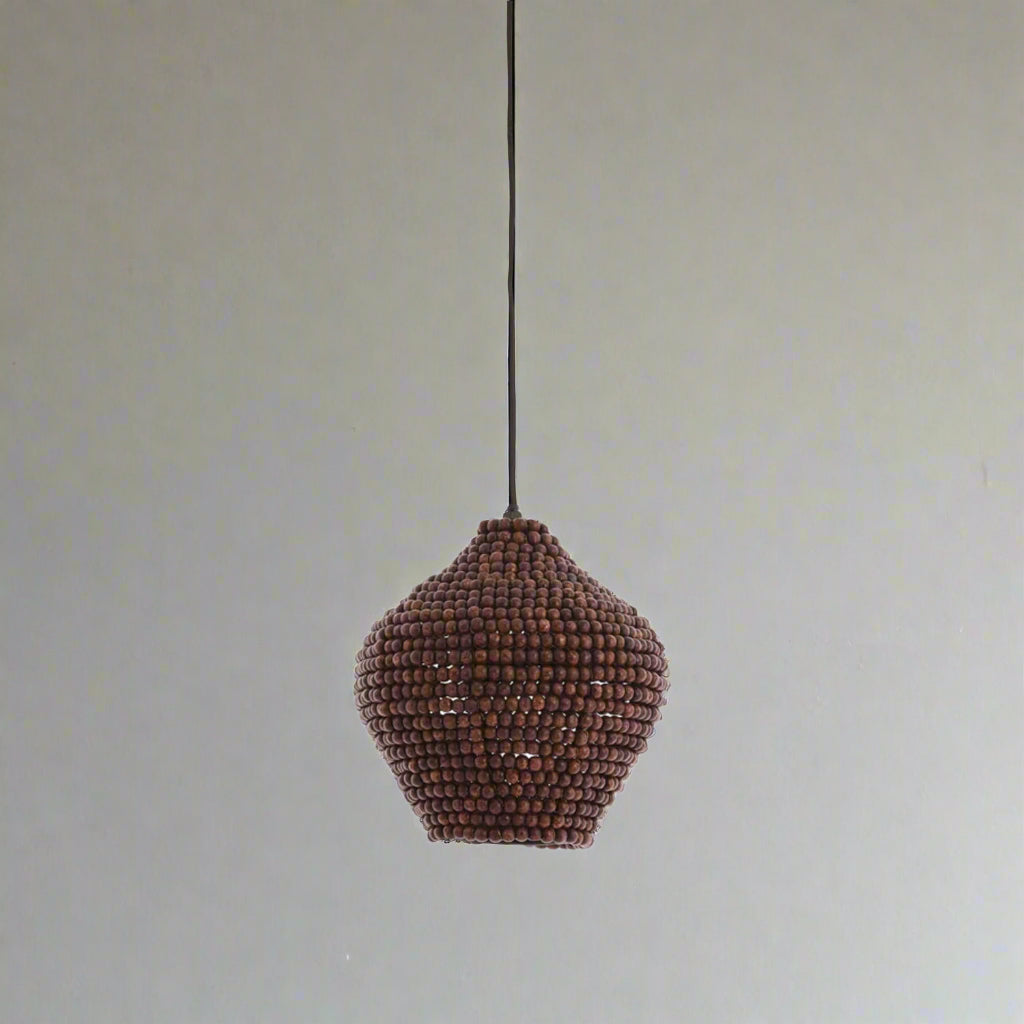 Dark Wooden Beads Bell Shape Pendant Lampshade - 2984284 KALENGA - Uneeka