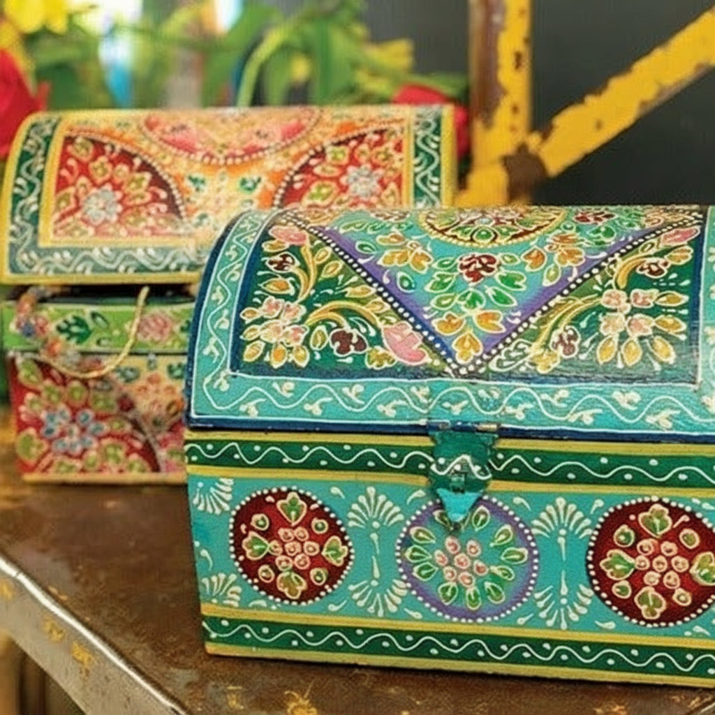 Domed Hand Painted Wooden Box - BX250LM - Uneeka