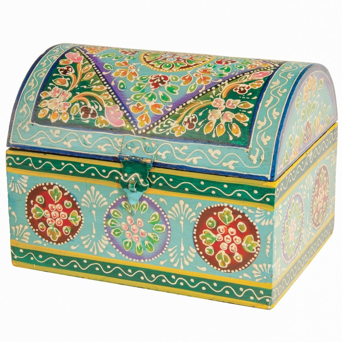 Domed Hand Painted Wooden Box - BX250TQ - Uneeka