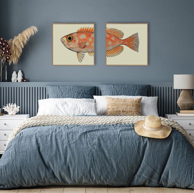 Dotted Orange Fish Tail Framed Art Print - OFG 30x30 5611 - Uneeka