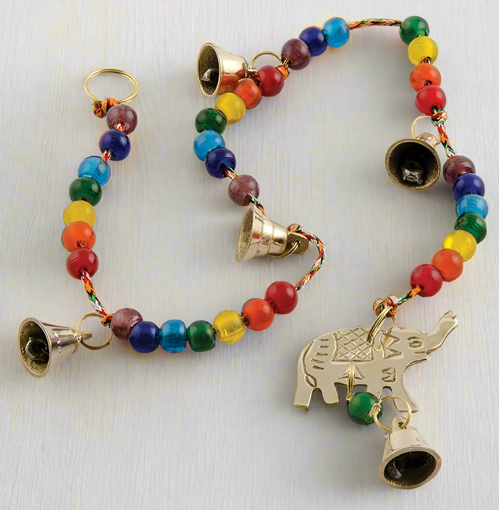 Elephant String Hanging Decoration with Chakra Beads & Bells - STR203 - Uneeka