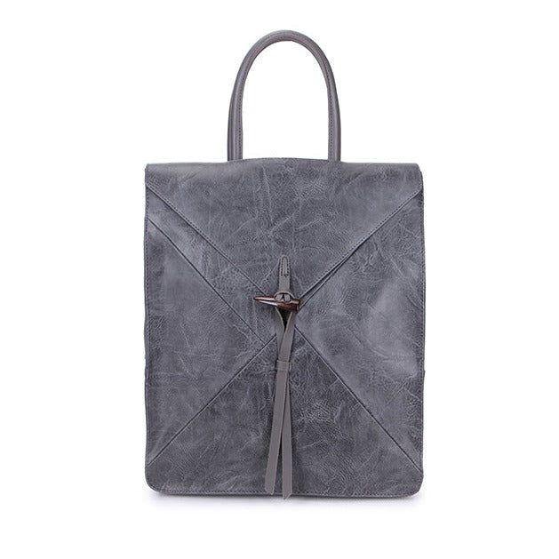 Faux Leather Backpack with Carry Handle - 12202 - DGREY - Uneeka