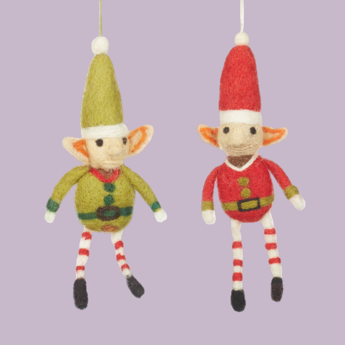 Felt Stripey Leg Elf - CHELF - VP - GREEN - Uneeka
