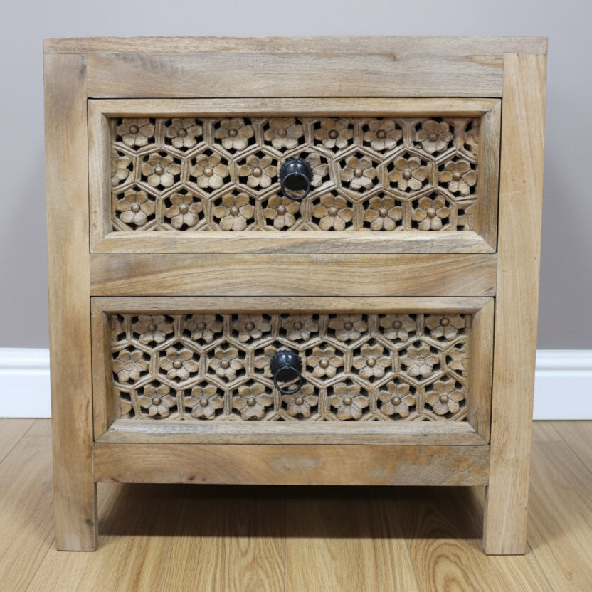 Flower Detail Bedside Cabinet - 10215 - Uneeka
