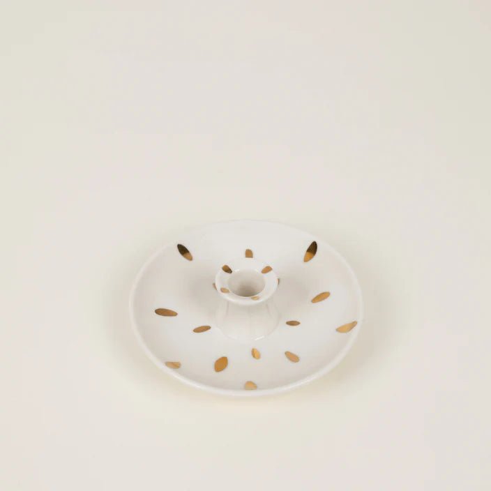 St Eval Gold Brushmarks Mini Candle Holder - F01351 - Uneeka