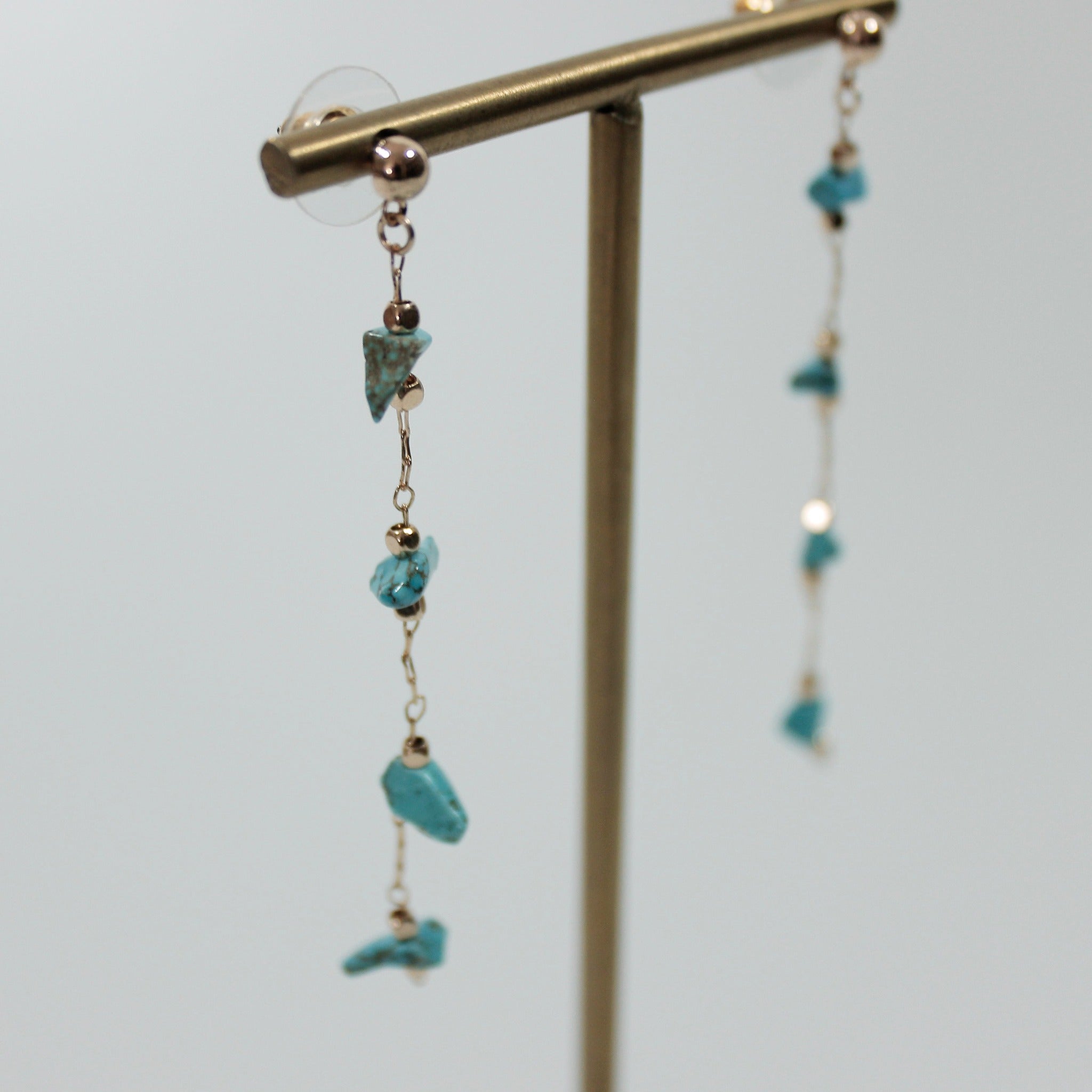 Gold Four Stone Drop Earrings - CE - 19488 - GTQ - Uneeka