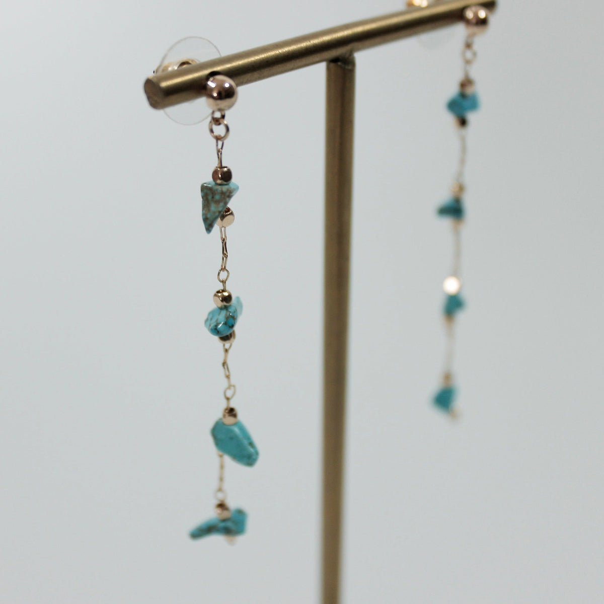 Gold Four Stone Drop Earrings - CE - 19488 - GTQ - Uneeka